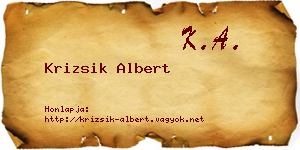 Krizsik Albert névjegykártya
