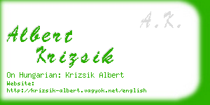 albert krizsik business card